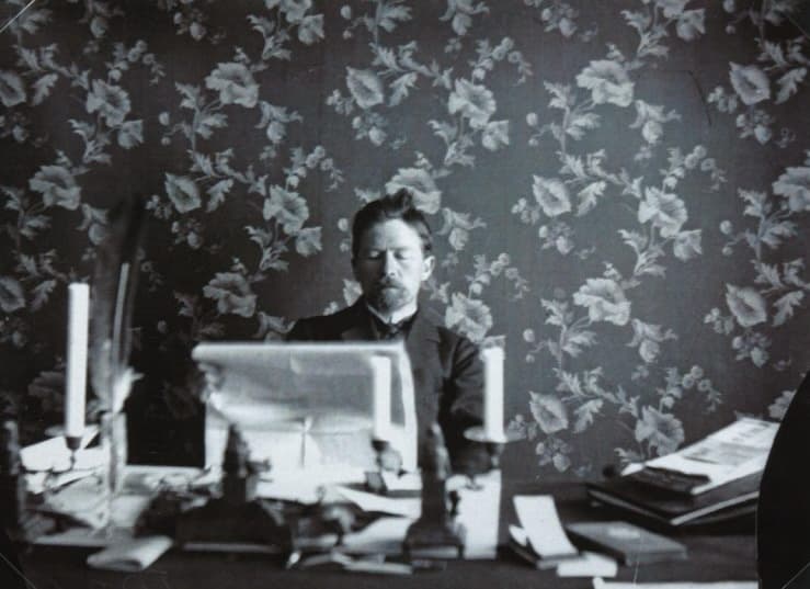 Anton Chekhov at the Baikal penal colony library.